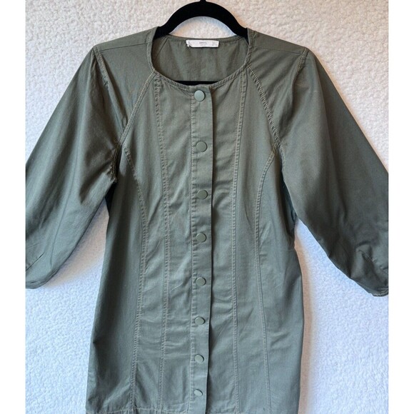 Mango MNG Size 4 Women's Olive Green Cargo Snap Front Collared Dress - Picture 3 of 8